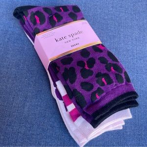 Kate Spade New York purple pink 3-pack socks NWT